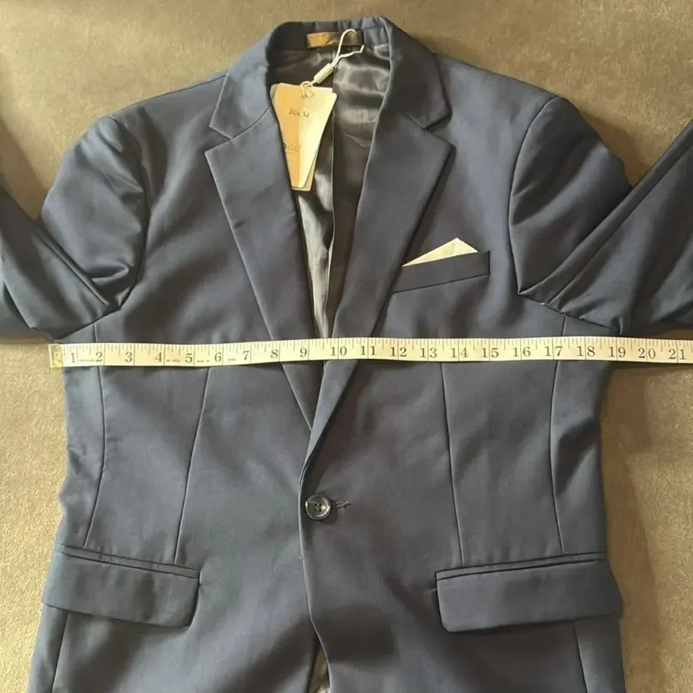 Men’s Dark Blue 2 Piece Formal Suit Notched Lapel Size 34 Jacket 31 Pants NEW